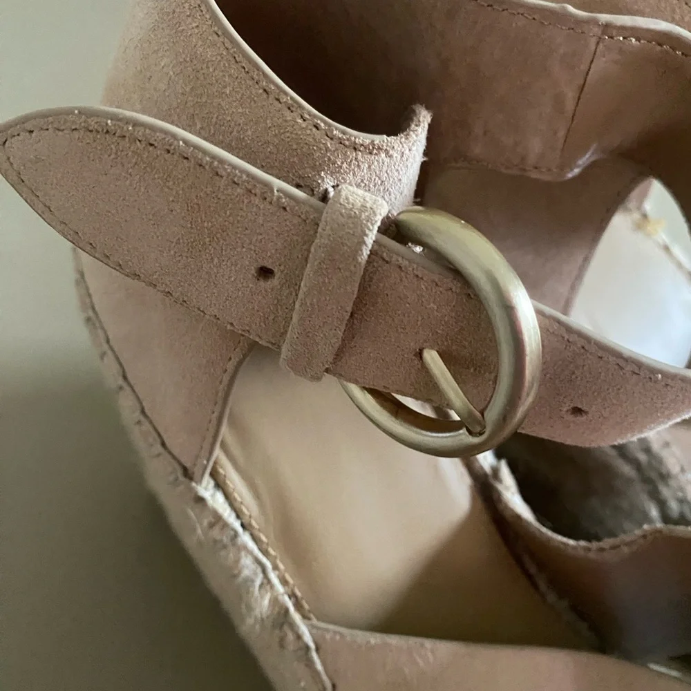 Marc Fisher Amari Espadrille Wedge Sandal Size l0M‎ Light Taupe Suede Nautical